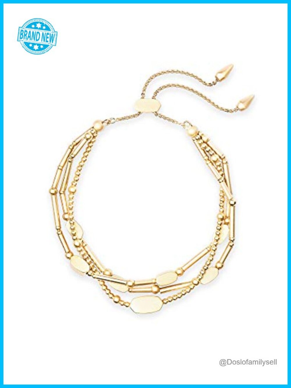 Gold Plated Brass Beaded Bracelet with Cubic Zirconia